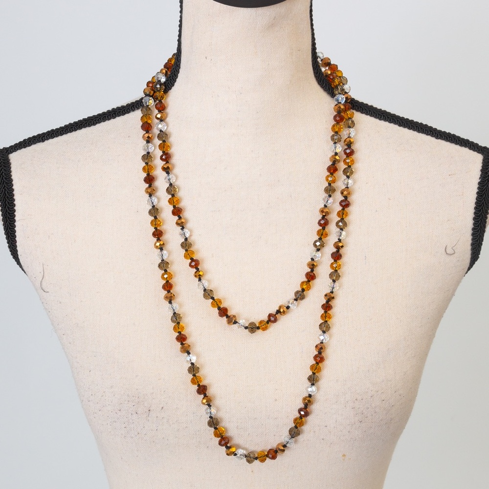 Longer length beaded necklace Joan Rivers Color Theory 56” rust